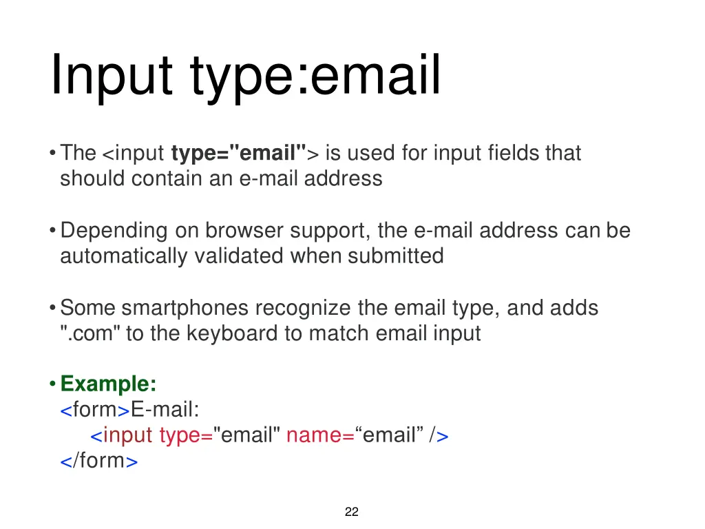 input type email
