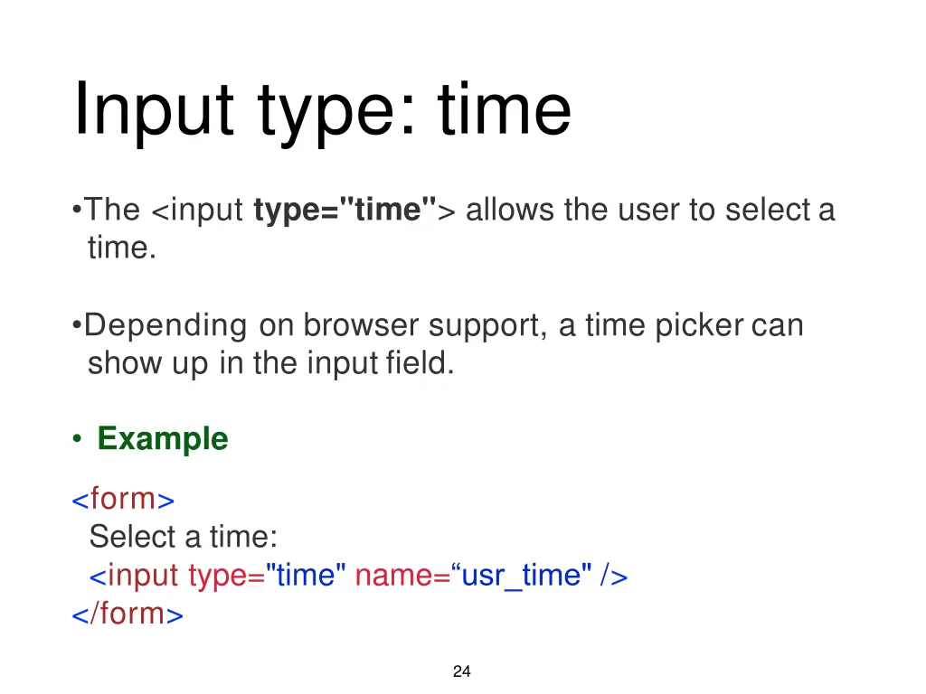 input type time
