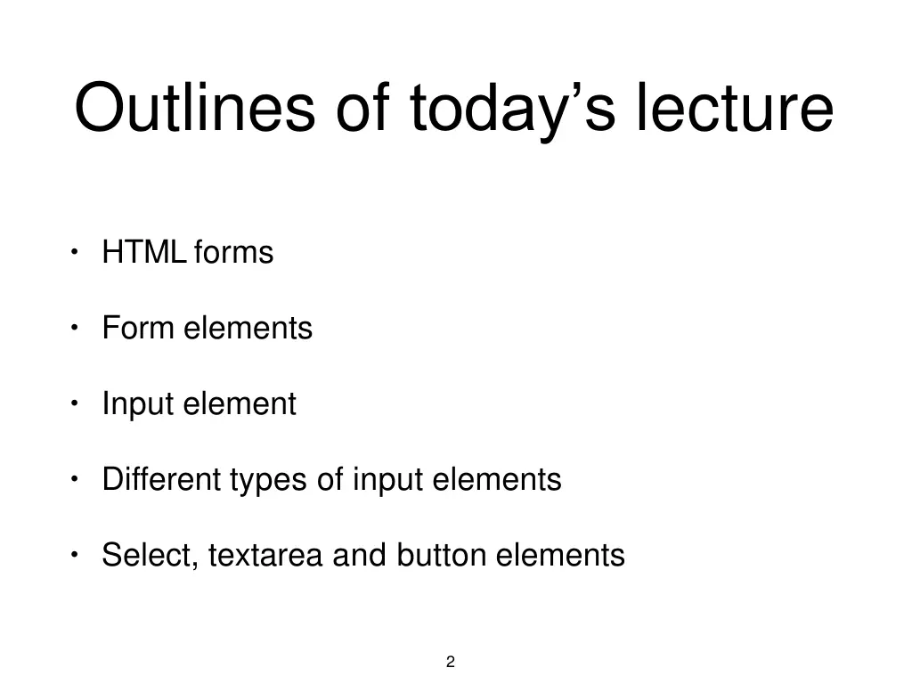 outlines of today s lecture