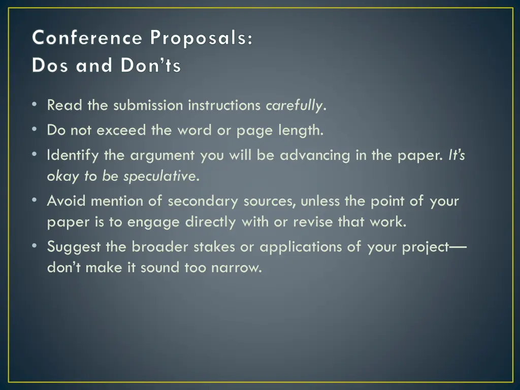 conference proposals dos and don ts