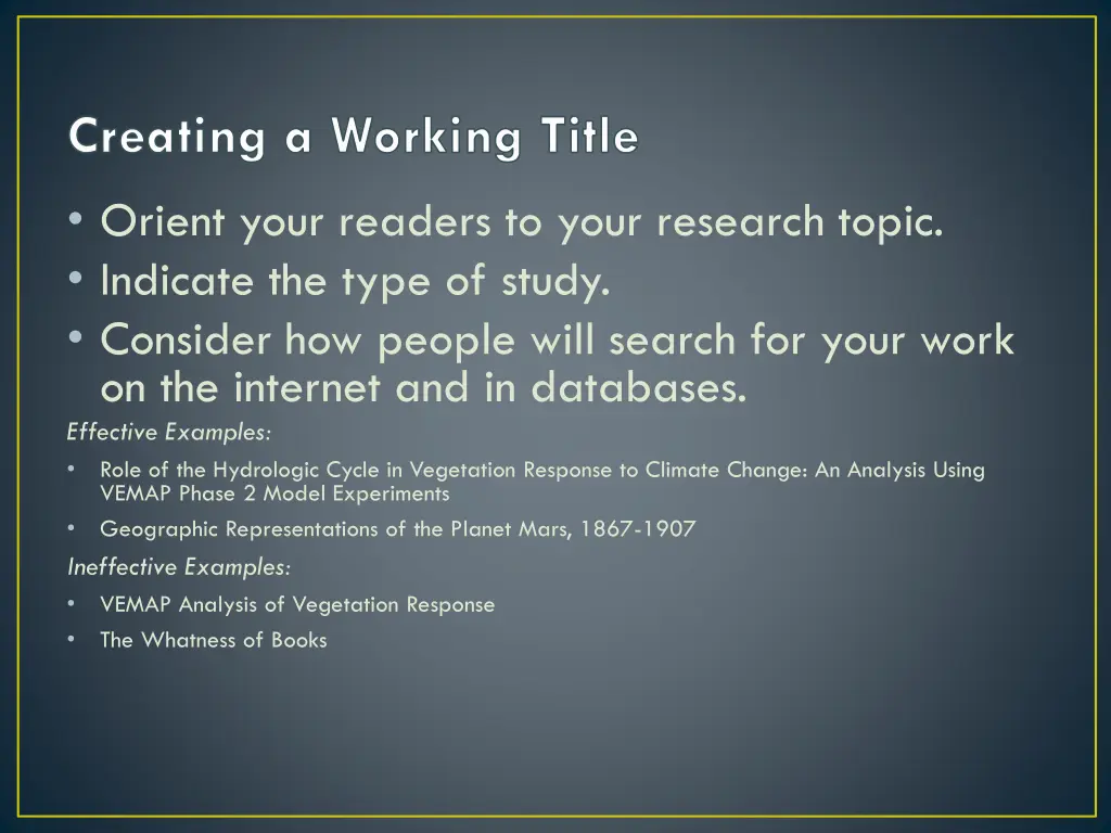 creating a working title