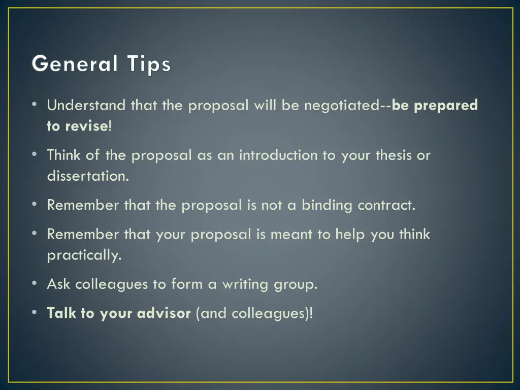 general tips