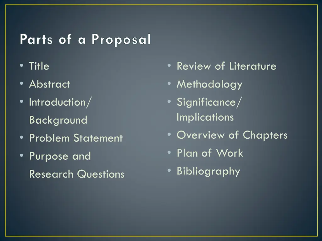 parts of a proposal