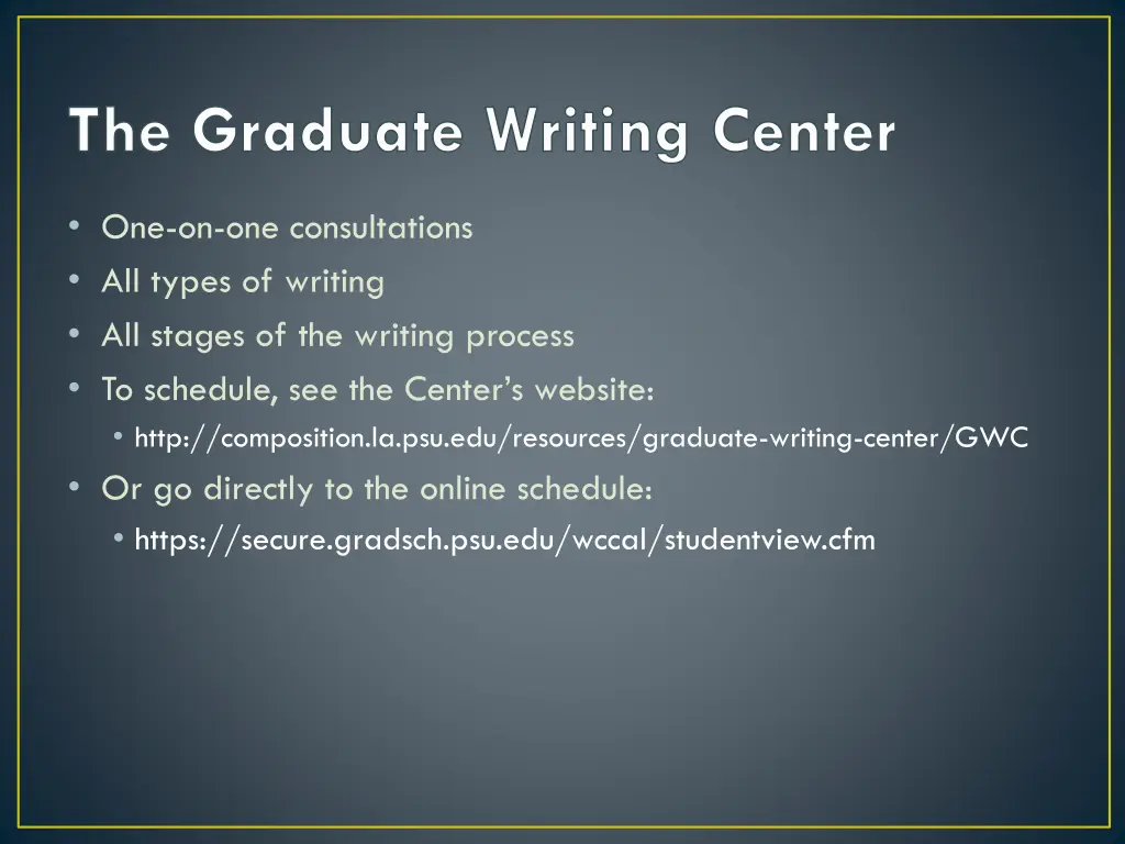 the graduate writing center
