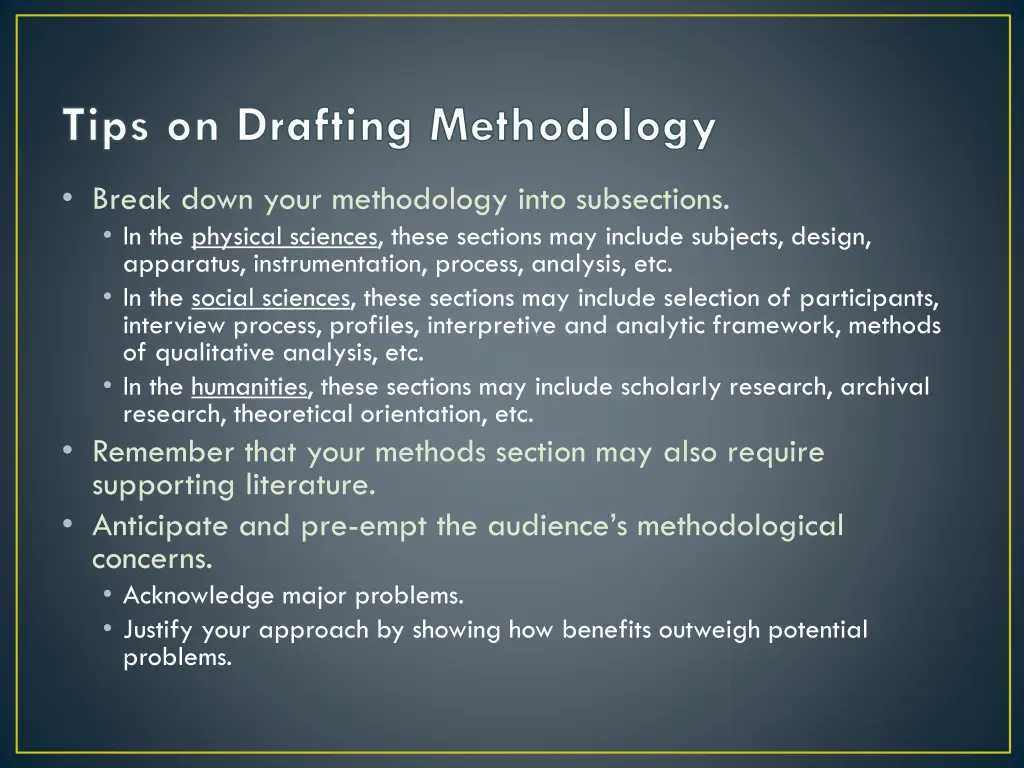 tips on drafting methodology