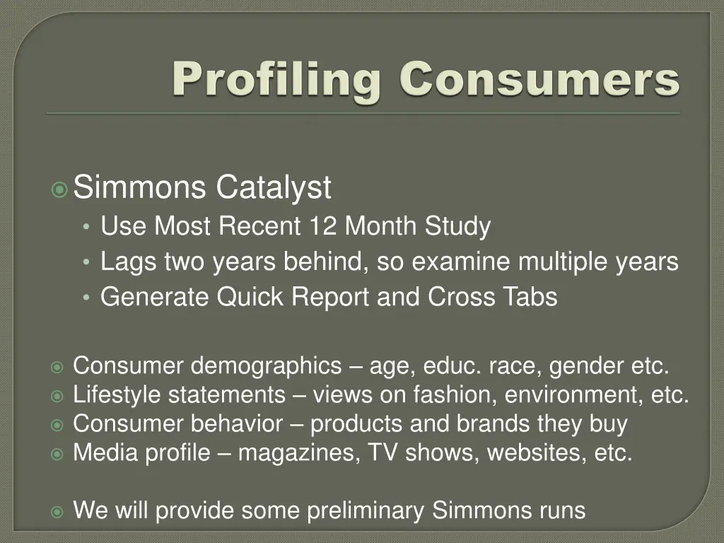simmons catalyst use most recent 12 month study
