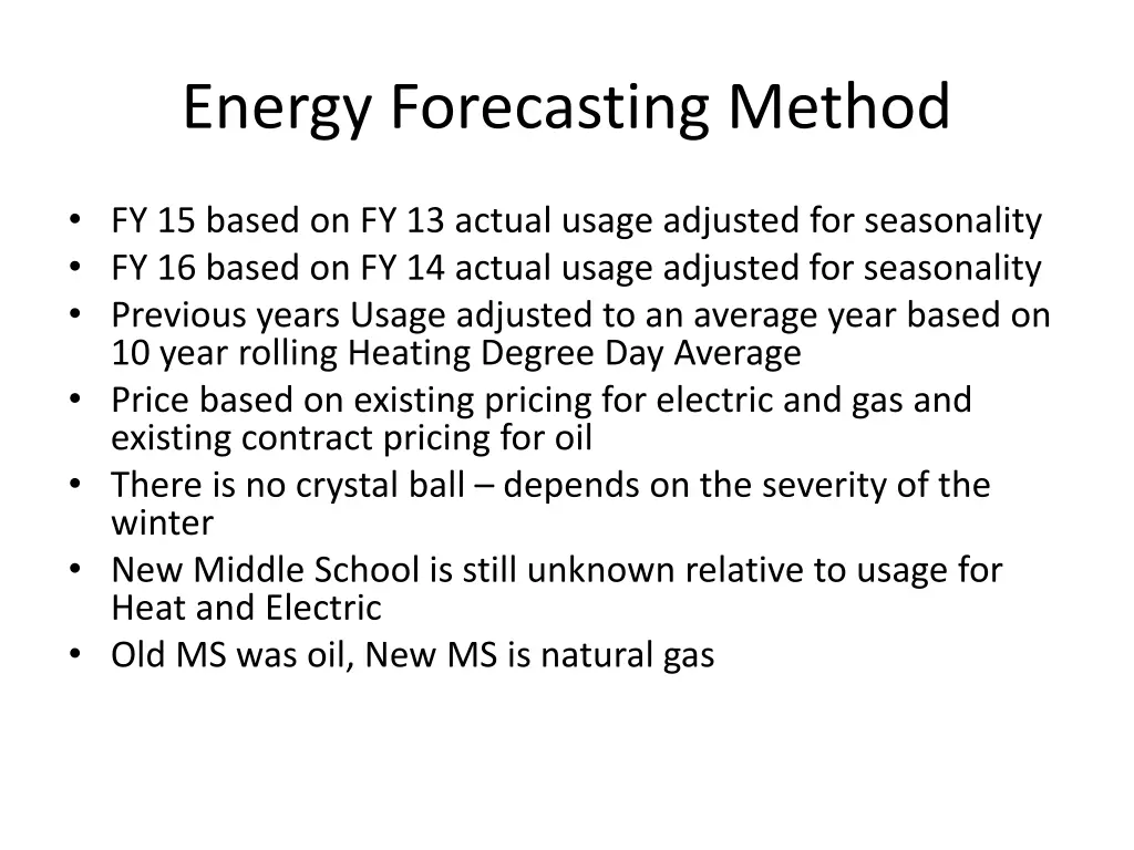 energy forecasting method