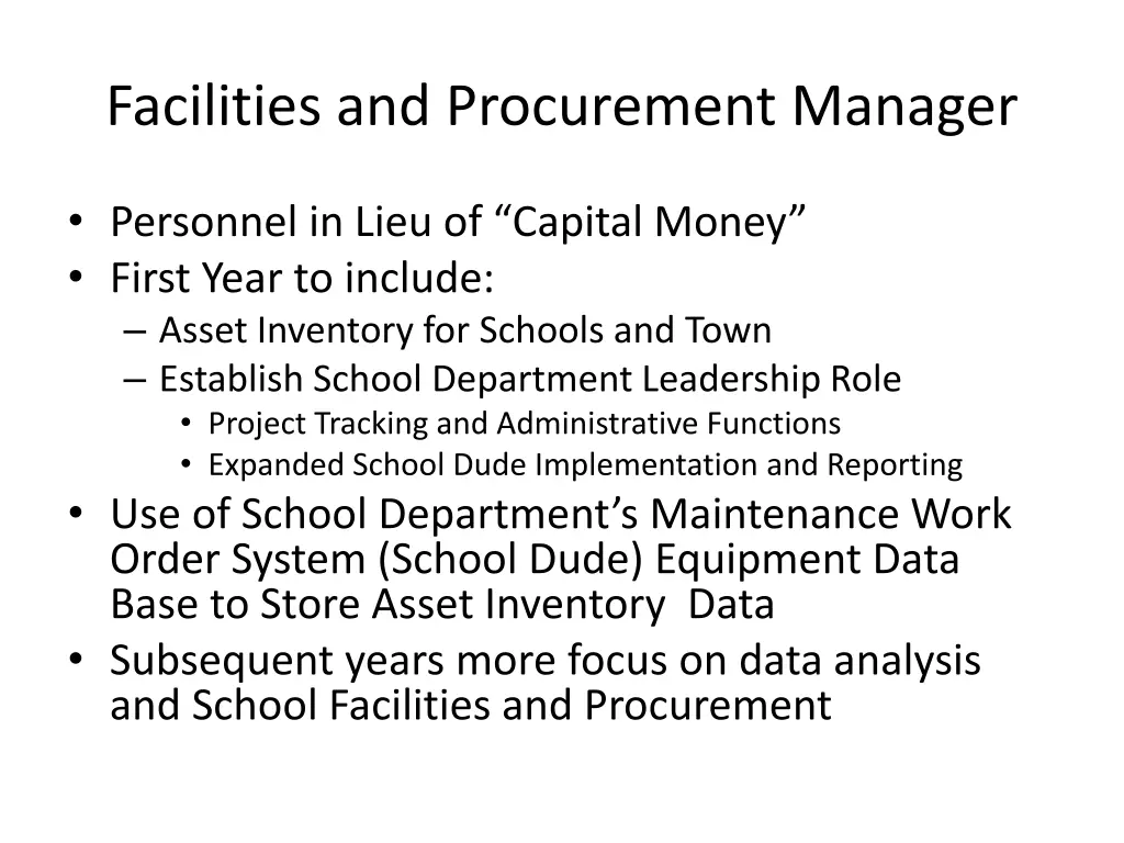 facilities and procurement manager