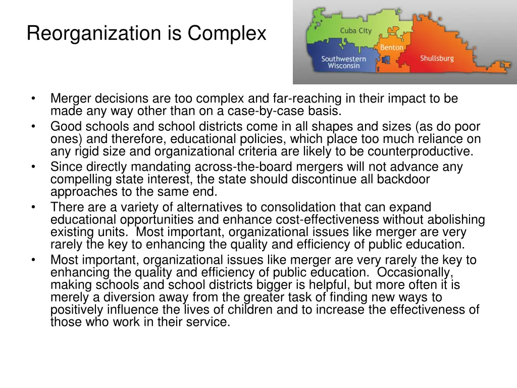 reorganization is complex