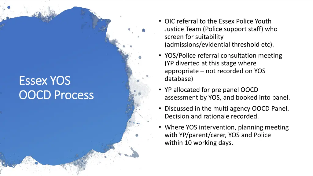 oic referral to the essex police youth justice