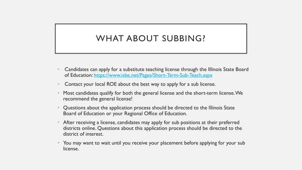 what about subbing