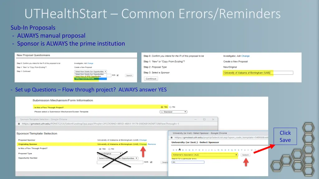 uthealthstart common errors reminders 2