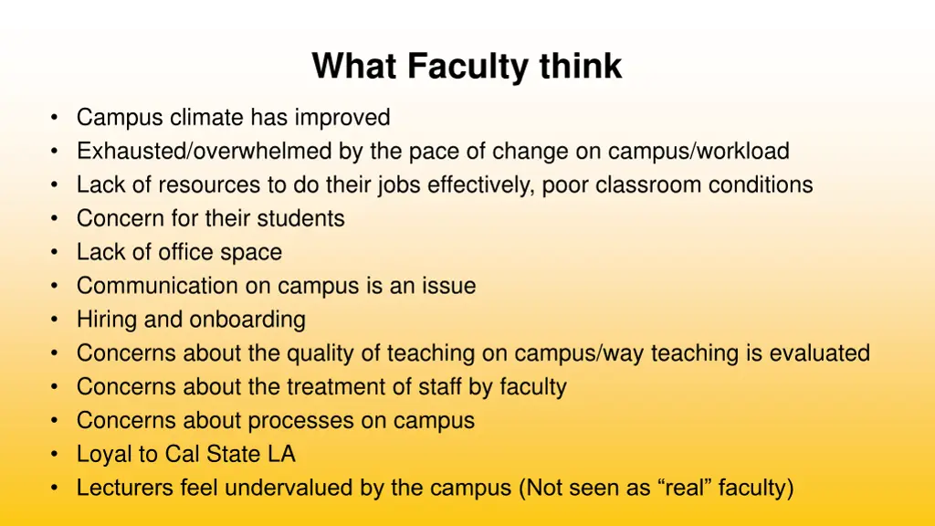 what faculty think