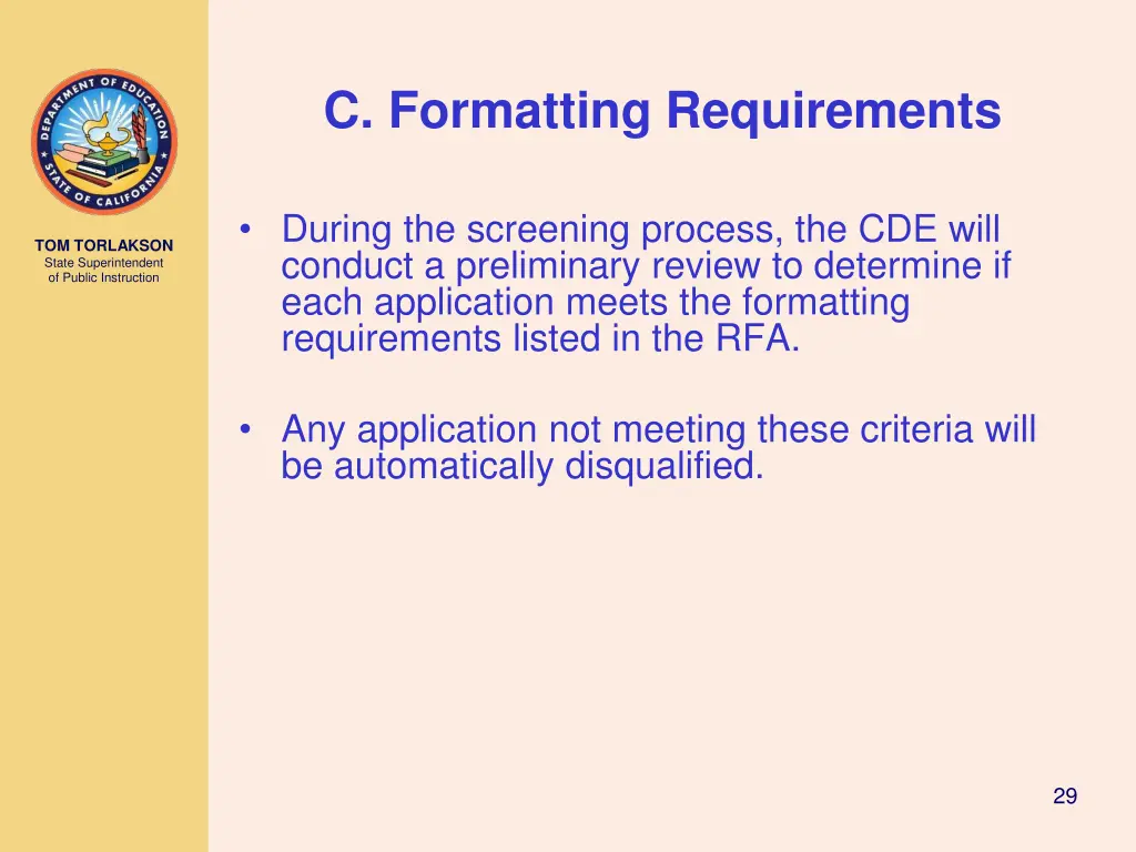 c formatting requirements