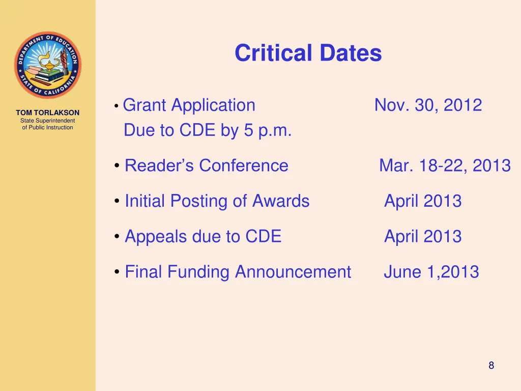 critical dates