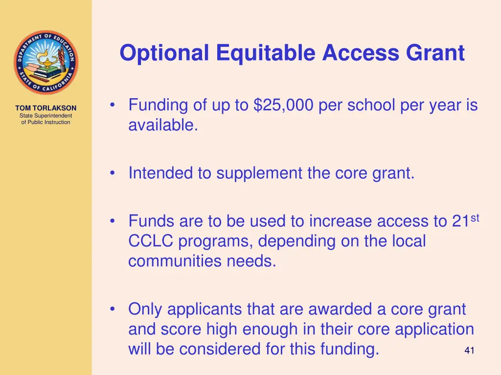optional equitable access grant