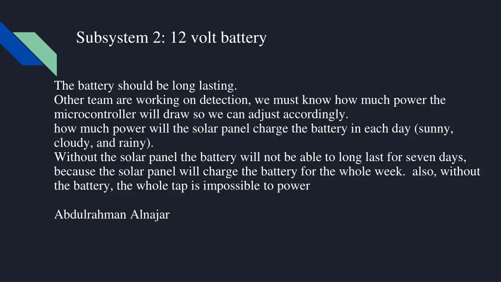 subsystem 2 12 volt battery