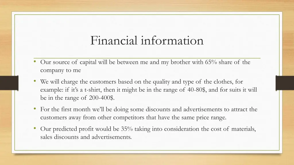financial information