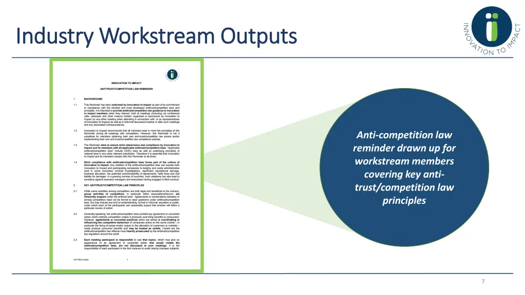 industry industry workstream workstream outputs 1