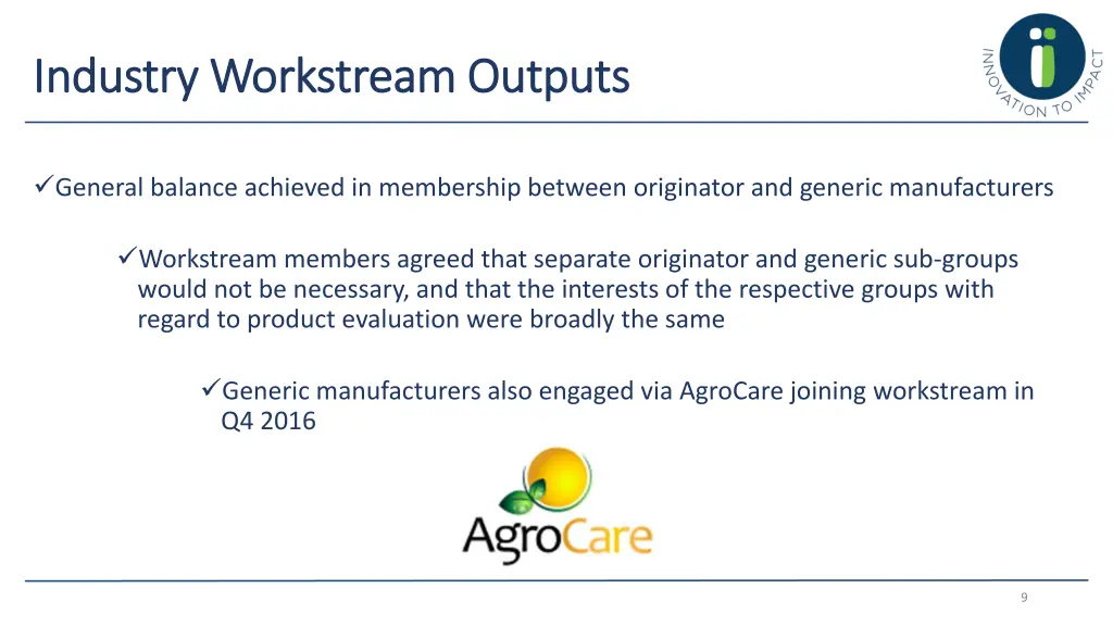 industry industry workstream workstream outputs 3