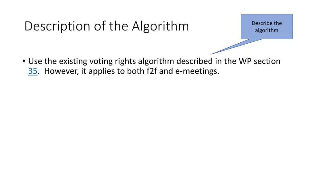 description of the algorithm