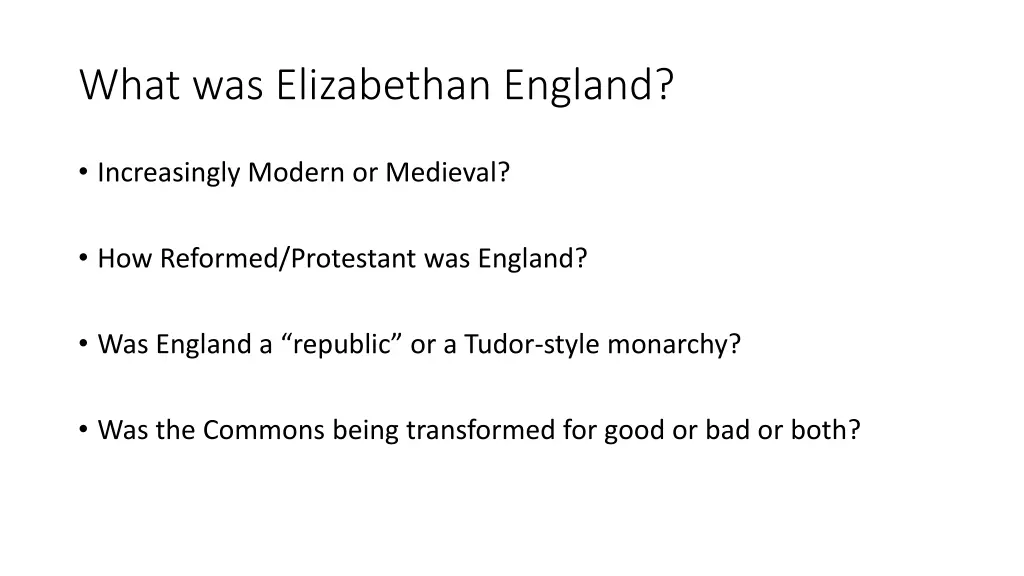 what was elizabethan england