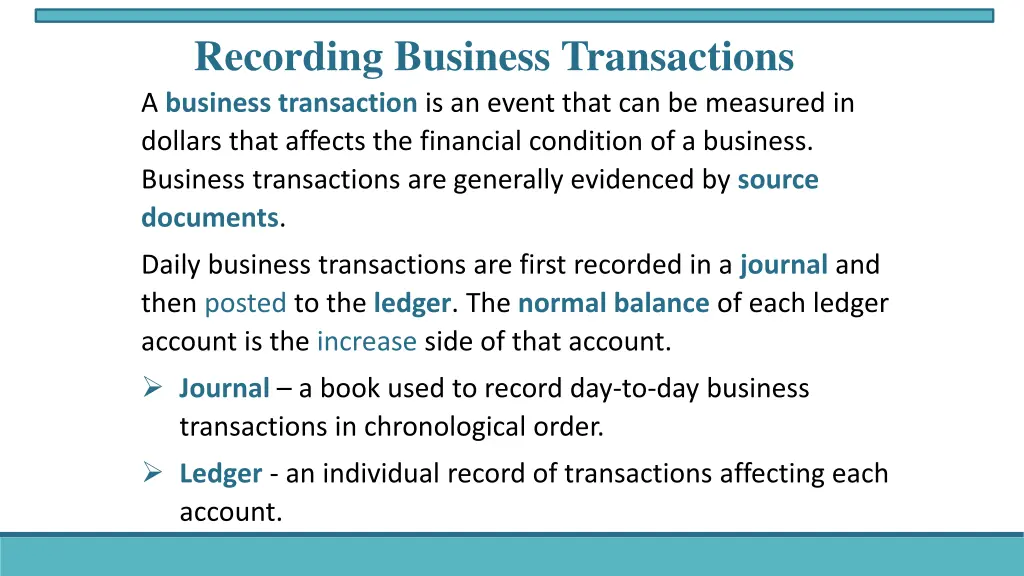 recording business transactions