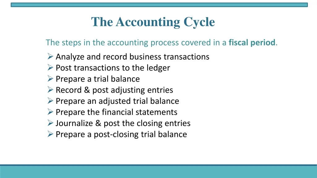 the accounting cycle