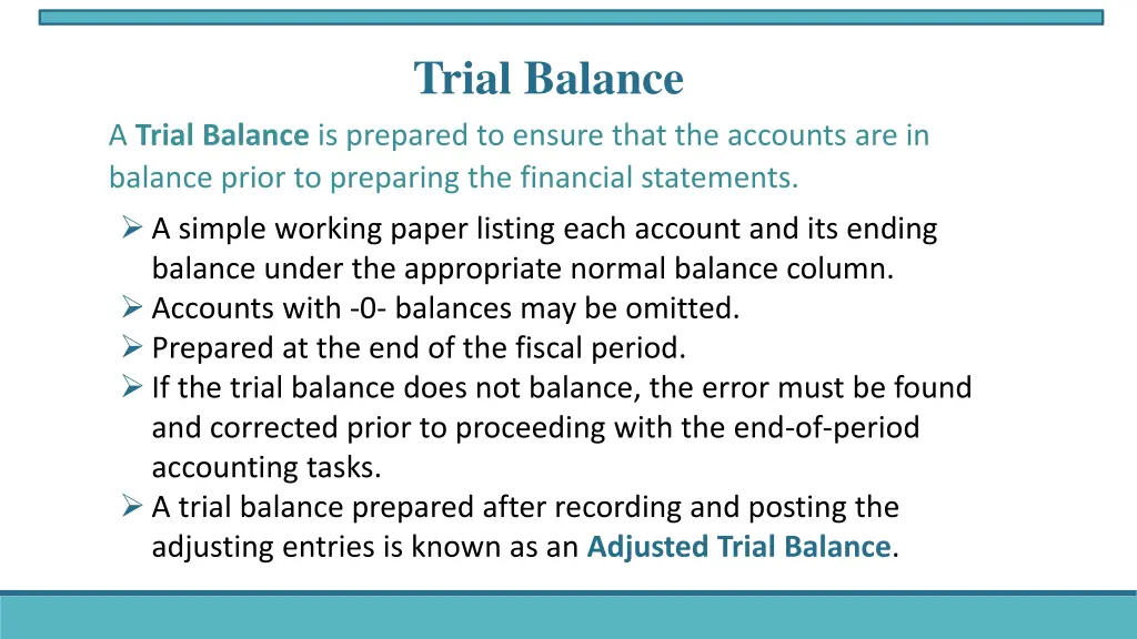 trial balance