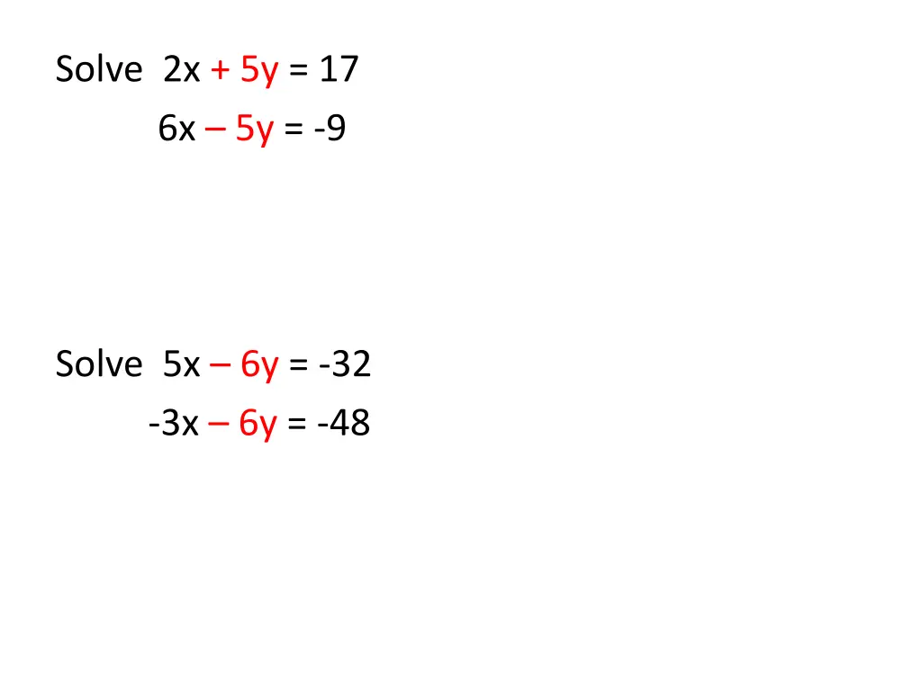 solve 2x 5y 17 6x 5y 9