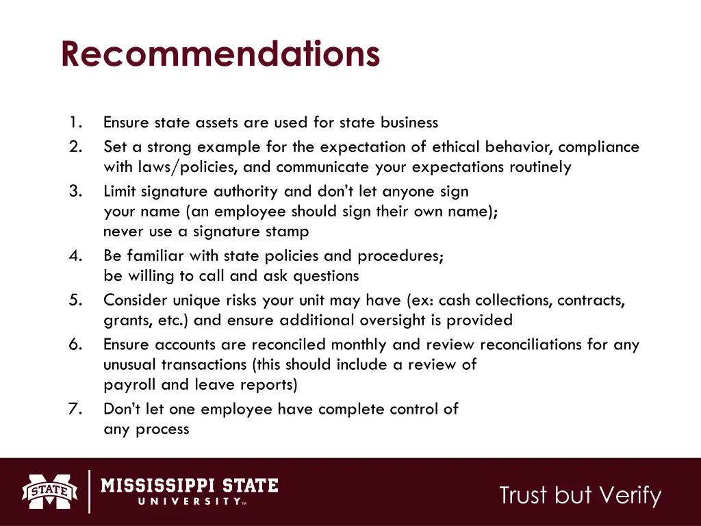 recommendations