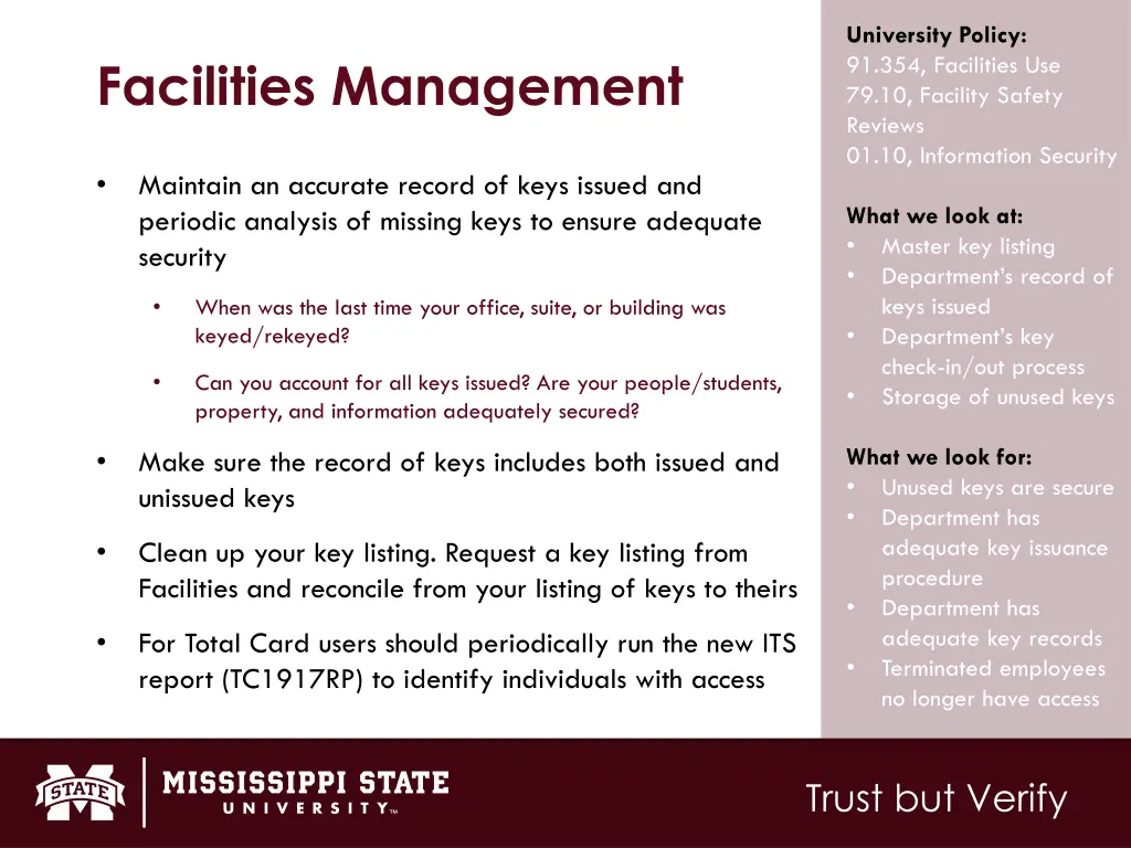 university policy 91 354 facilities