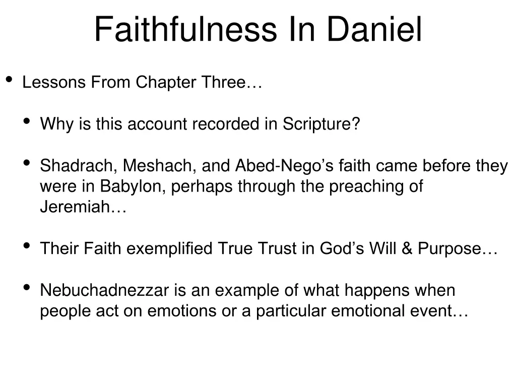 faithfulness in daniel