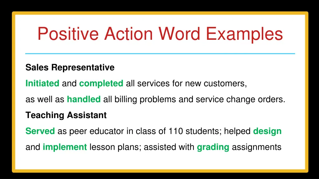 positive action word examples