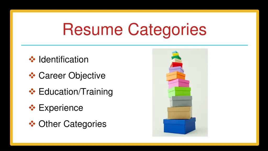 resume categories