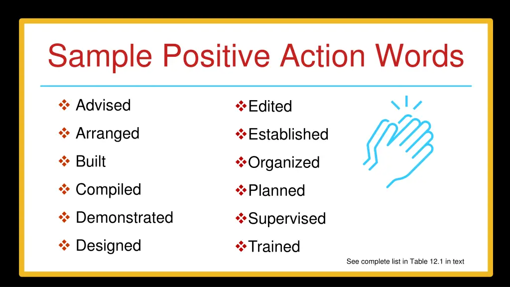 sample positive action words