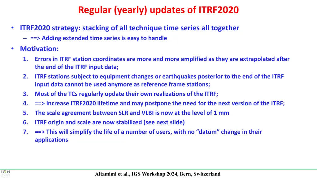 regular yearly updates of itrf2020