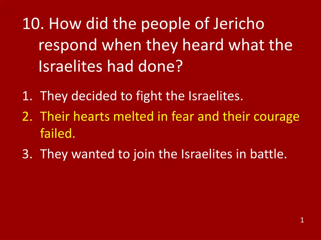 10 how did the people of jericho respond when 1