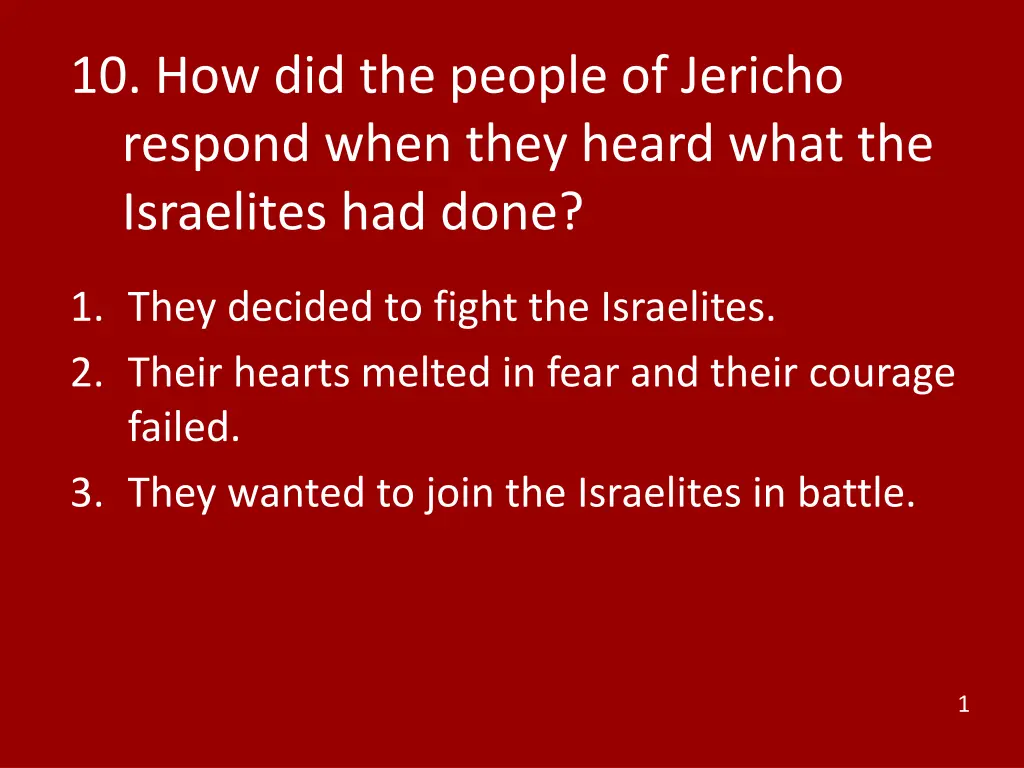 10 how did the people of jericho respond when