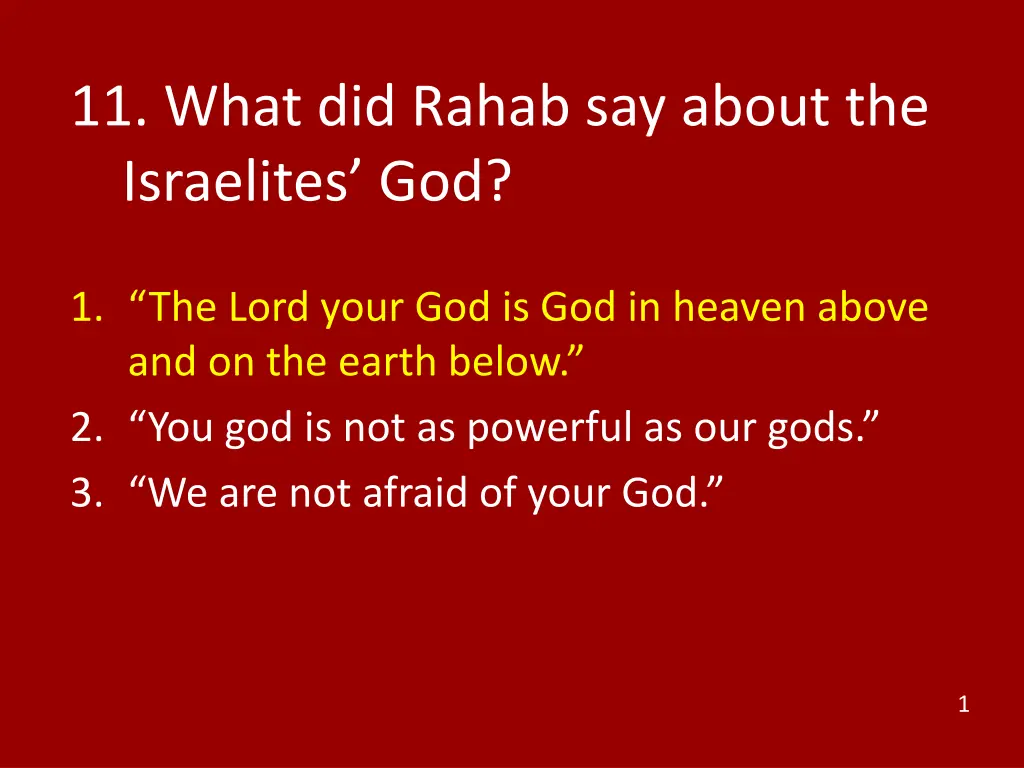 11 what did rahab say about the israelites god 1