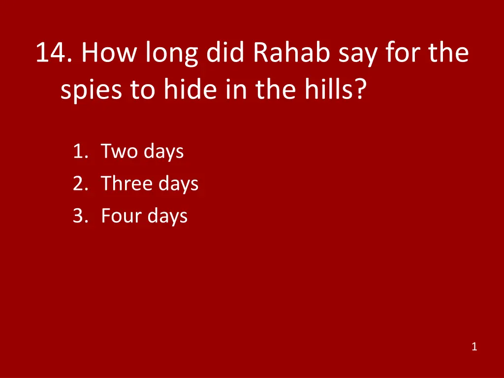 14 how long did rahab say for the spies to hide