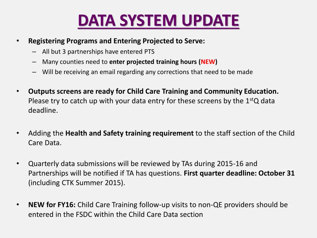 data system update 1