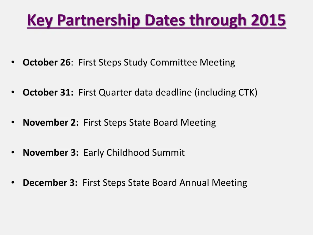 key partnership dates through 2015