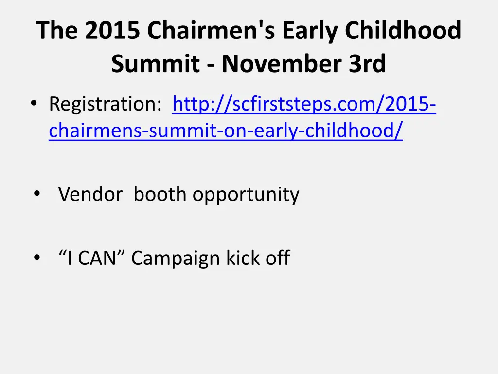 the 2015 chairmen s early childhood summit 1