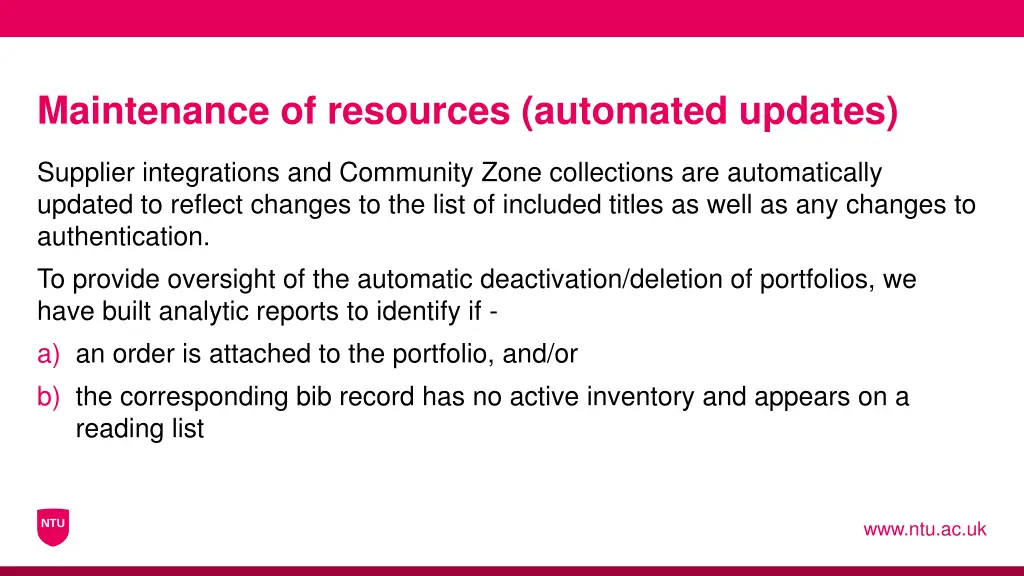 maintenance of resources automated updates