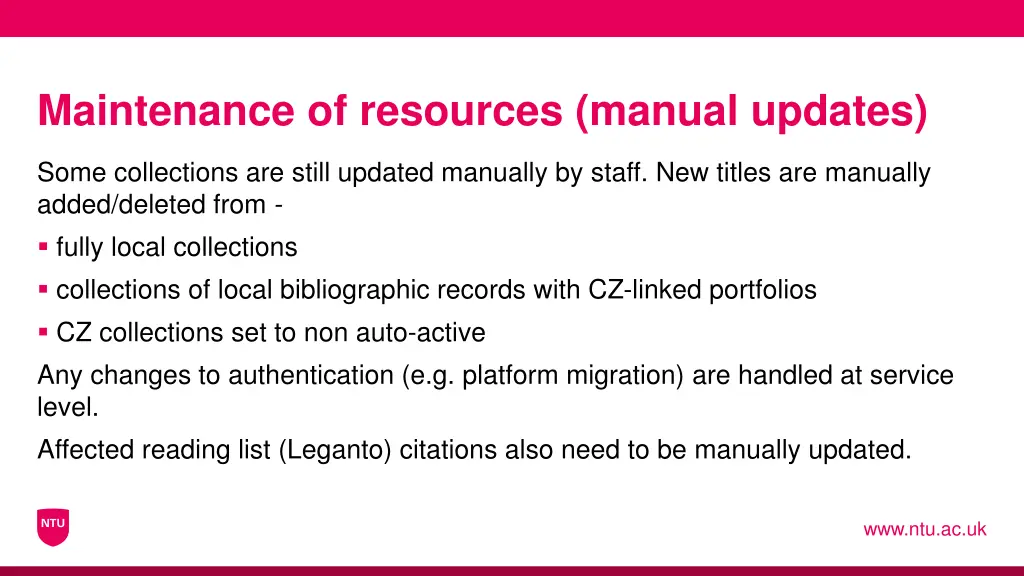 maintenance of resources manual updates