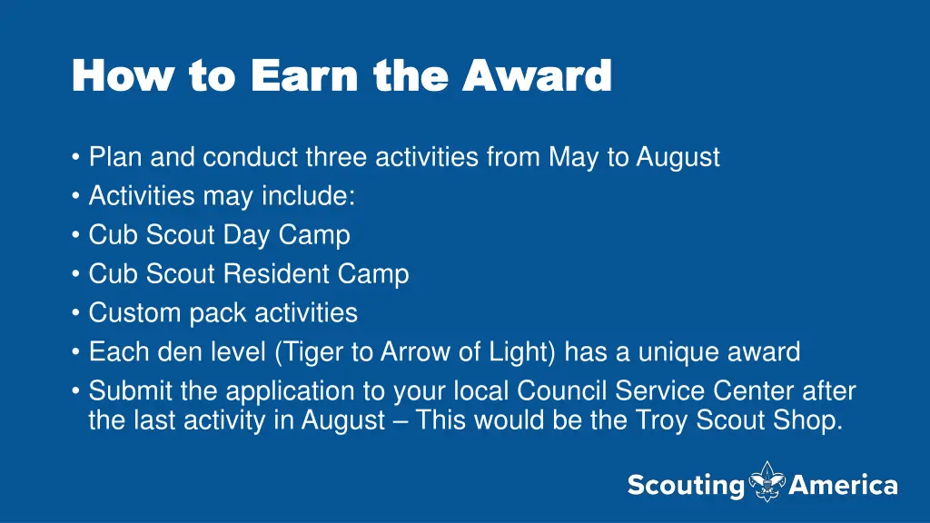 how to earn the award how to earn the award