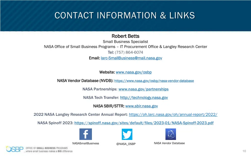 contact information links