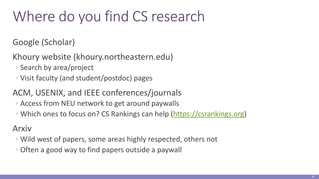 where do you find cs research