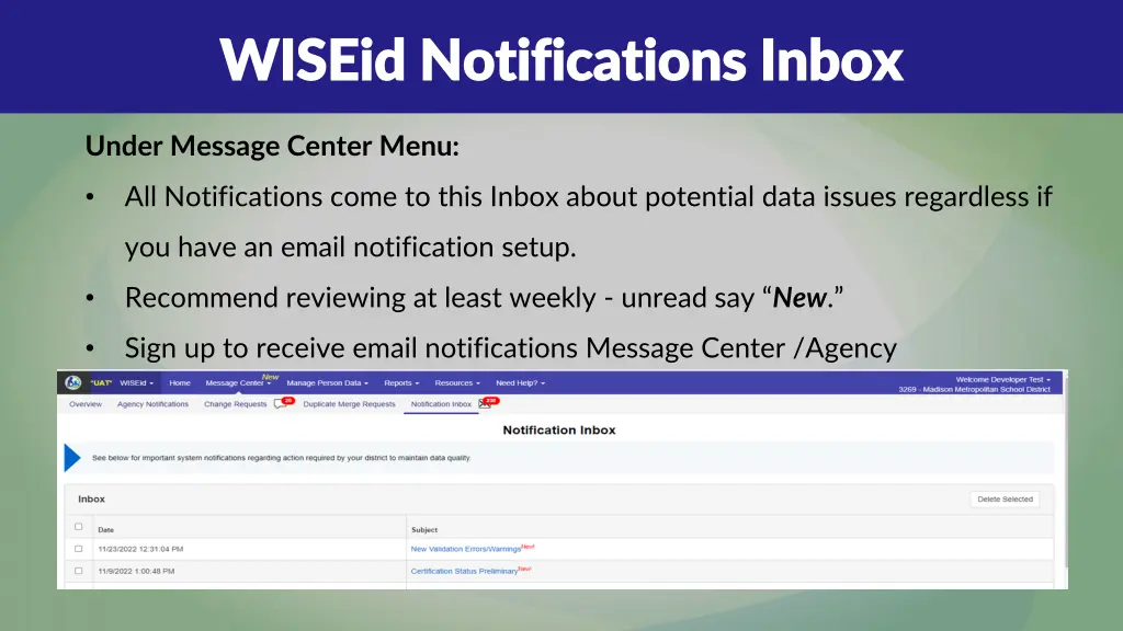 wiseid notifications inbox wiseid notifications
